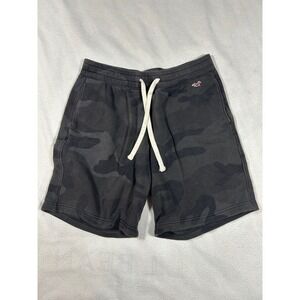 Hollister Sweat Shorts Mens Medium Black Camo Fleece Drawstring Athletic